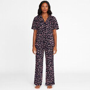 NWT Cosabella Stitch Fix PJ Pajama Lounge Set Black Pink Leopard Cheetah Large